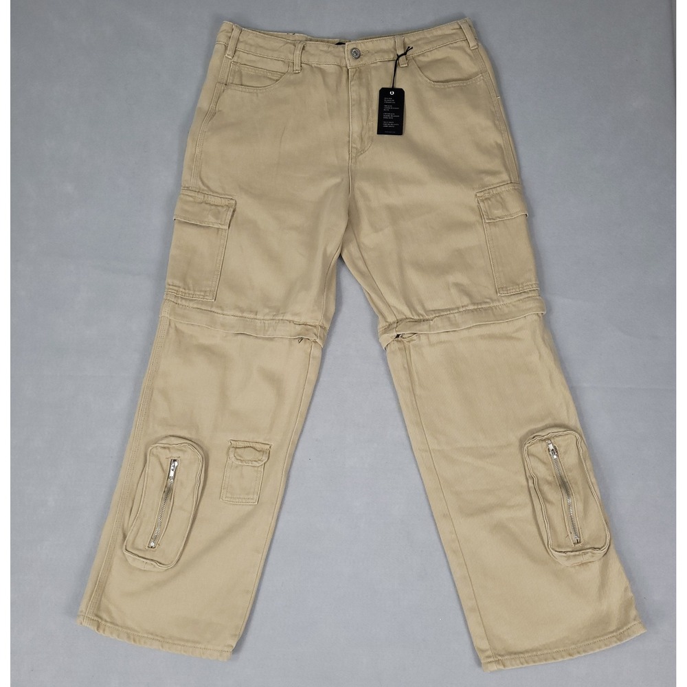 NEW Forever 21 Cargo Pants Men's 36x31 Taupe Convertible Shorts Straight Fit Y2K